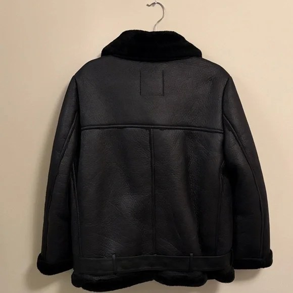 Zara Women's Black Faux Shearling Bomber Jacket - Picture 4 of 9